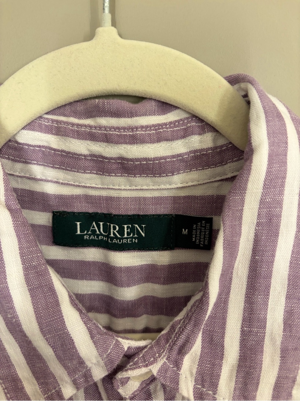 Ralph Lauren Lavender and White Striped Button-Front Shirt Dress - Picture 9 of 9